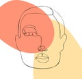 Outline sketch of woman portrait: lips; nose; eye; eyelashes.